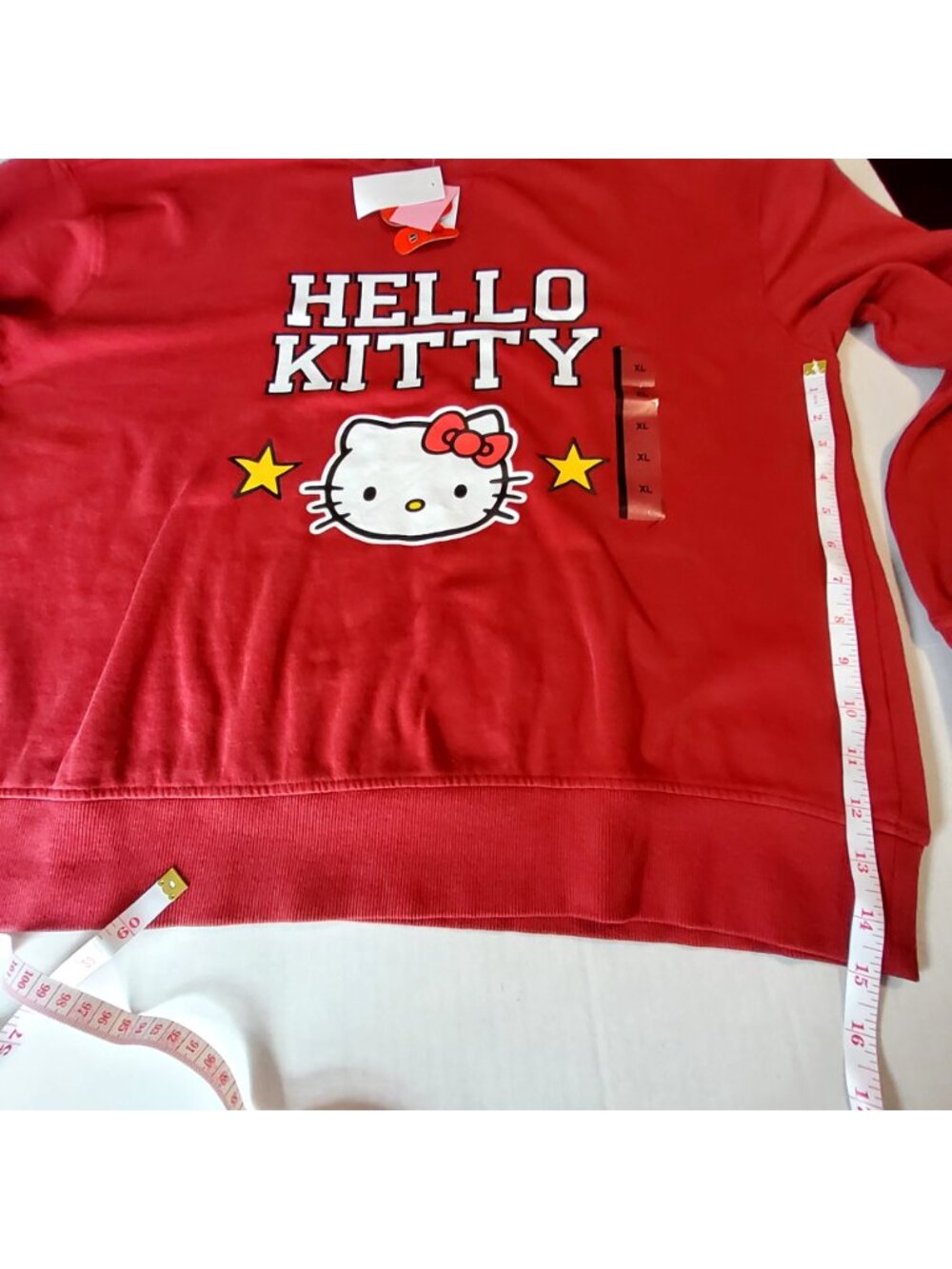 Hello Kitty Sanrio Red Cotton Crewneck Sweatshirt XL Relaxed Fit Made In China - Picture 4 of 11